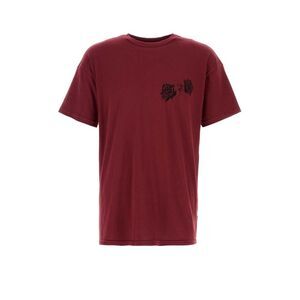 Willy Chavarria Men Burgundy Cotton Willy Label T-Shirt